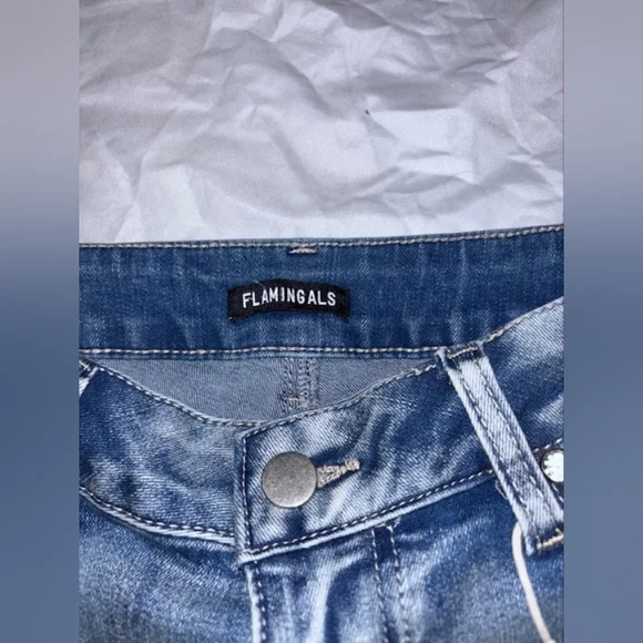 Women’s Light Blue Embroidered Boyfriend Jeans - Floral Detail - Picture 5 of 5